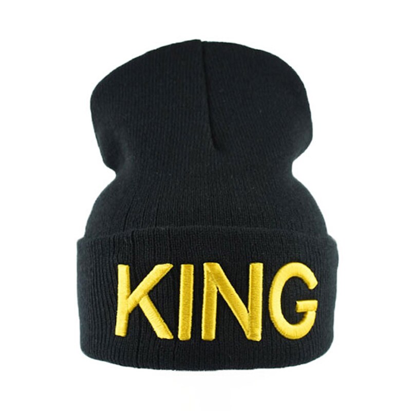 Bonnet tricoté pour Couple, chapeau unisexe, avec lettres KING et QUEEN brodées, Hip-hop, pour femmes et hommes, hiver