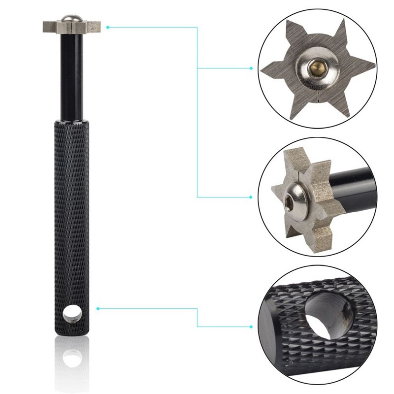 Groove Sharpener with 6 Heads 2 Pieces Ditch Cleaner and 1 Piece 6 Angle Head Set for Golf Club Groove Sharpener