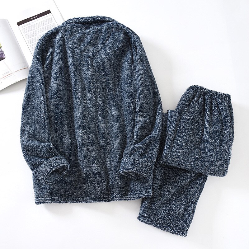 Pyjama en flanelle pour couple, ensemble deux pièces pour homme et femme, pantalon à manches longues, en velours cationique épais, vêtements de maison, automne hiver