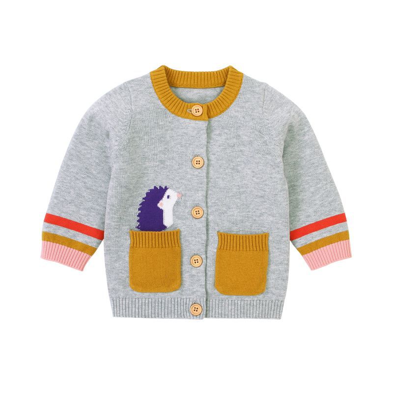Enfants enfants pull bébé garçon fille vêtements Cardigan dessin animé arc-en-ciel imprimé tricoté coton décontracté vêtements d'extérieur chaude: C / 3M