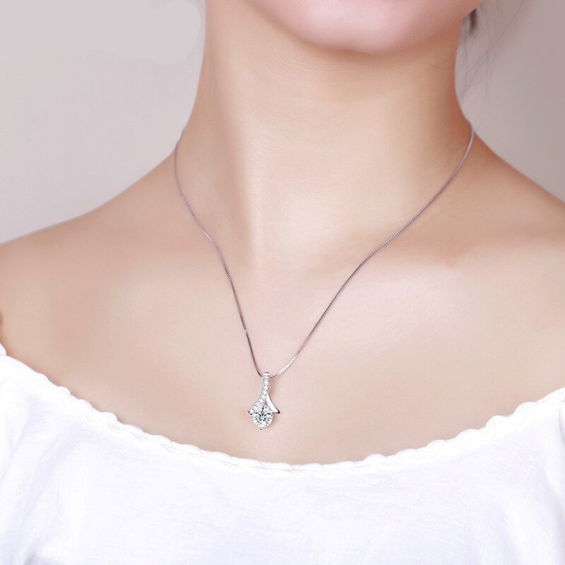 Pendant Necklace - Round AAA Zircon - Trendy Party Jewelry for Women - Tibetan Silver