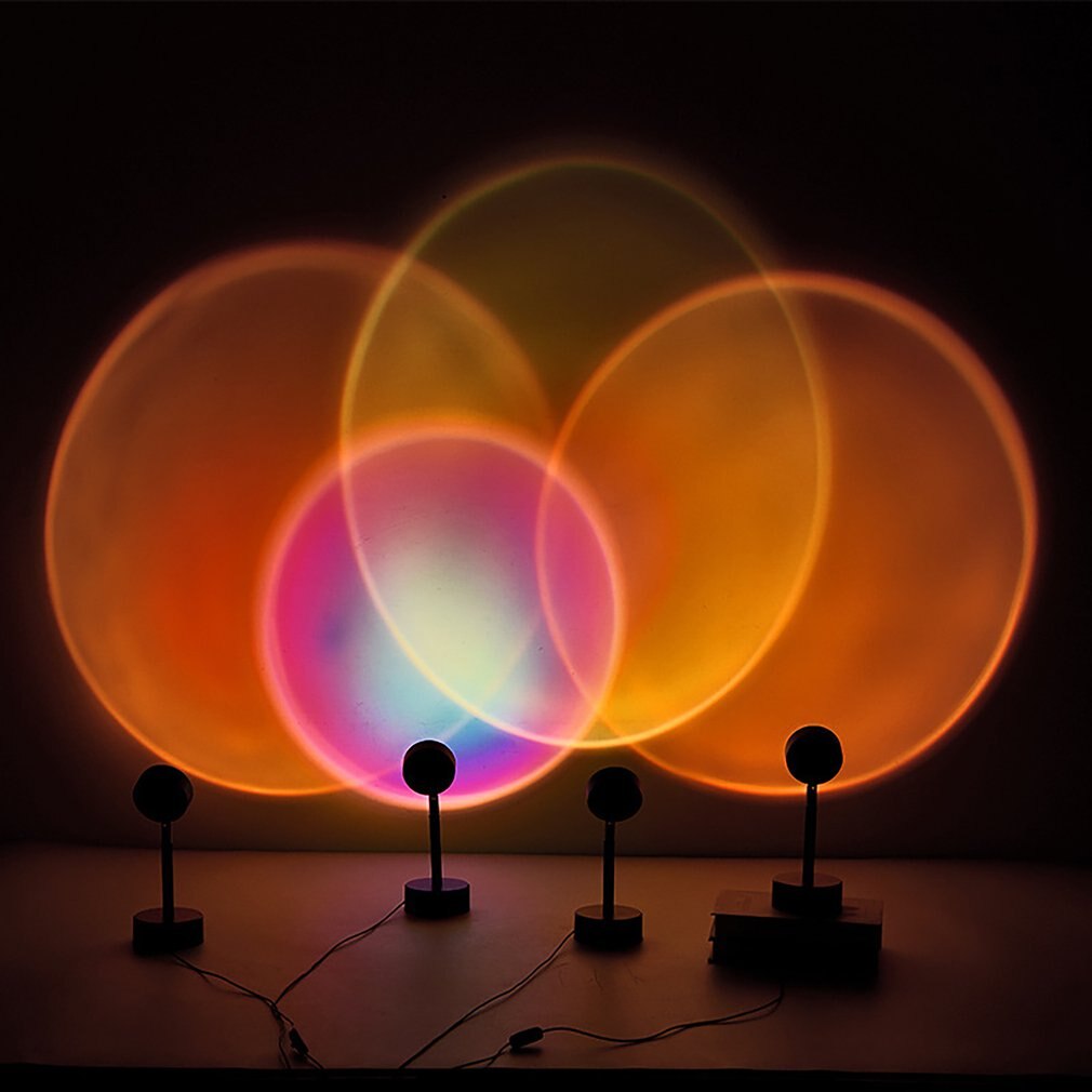 Pôr do sol projeção luzes da noite fundo de transmissão ao vivo como galáxia projetor atmosfera rainbow lâmpada quarto decoração