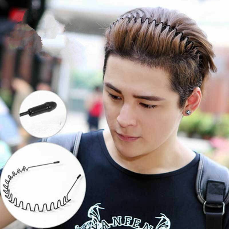 unisex männer Frauen Sport Welle Haar Band Metall Schwarz Hairband Stirnband Haarreif: A