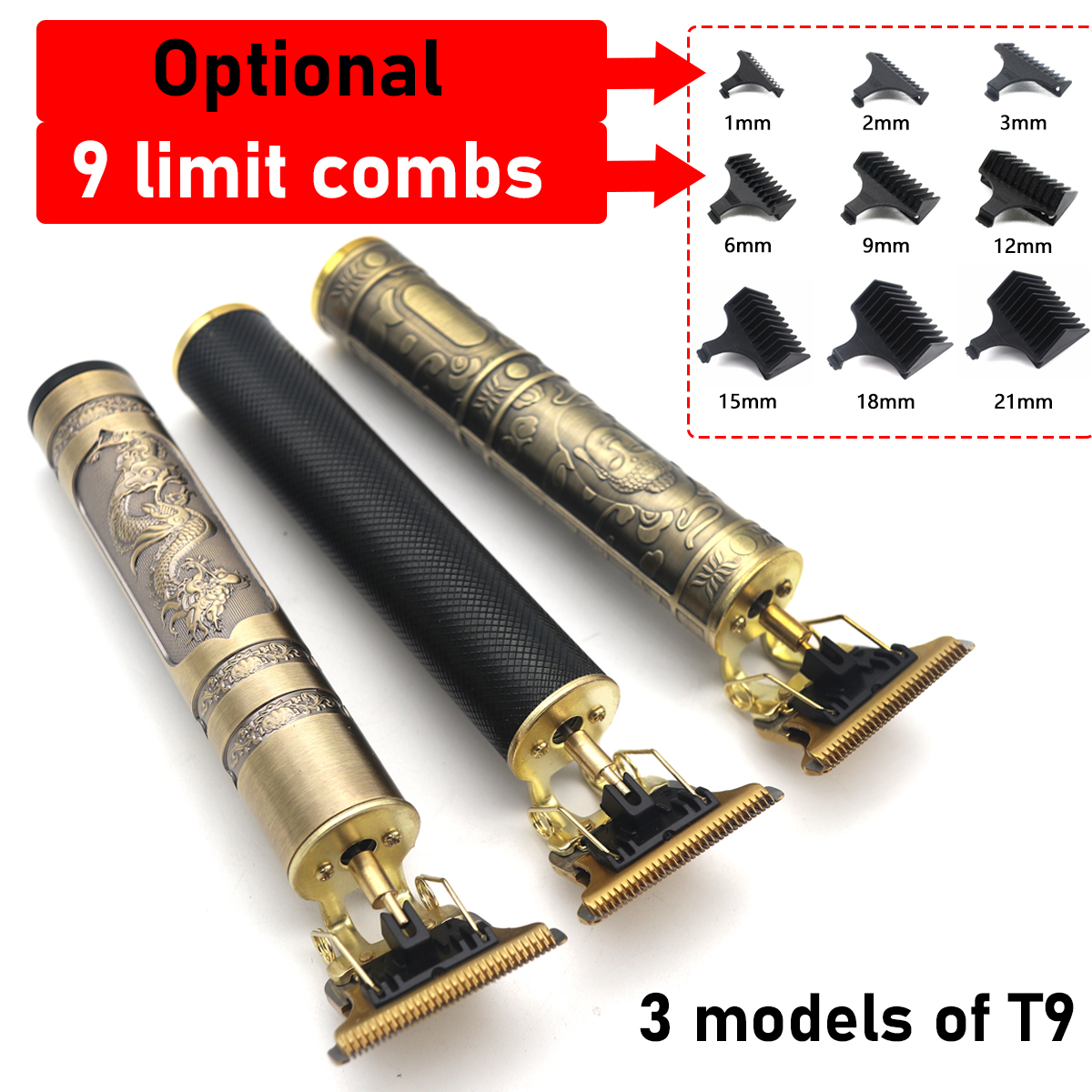Offre spéciale Vintage T9 électrique sans fil Machine de coupe de cheveux tondeuse de barbier pour hommes tondeuse rasoir barbe briquet