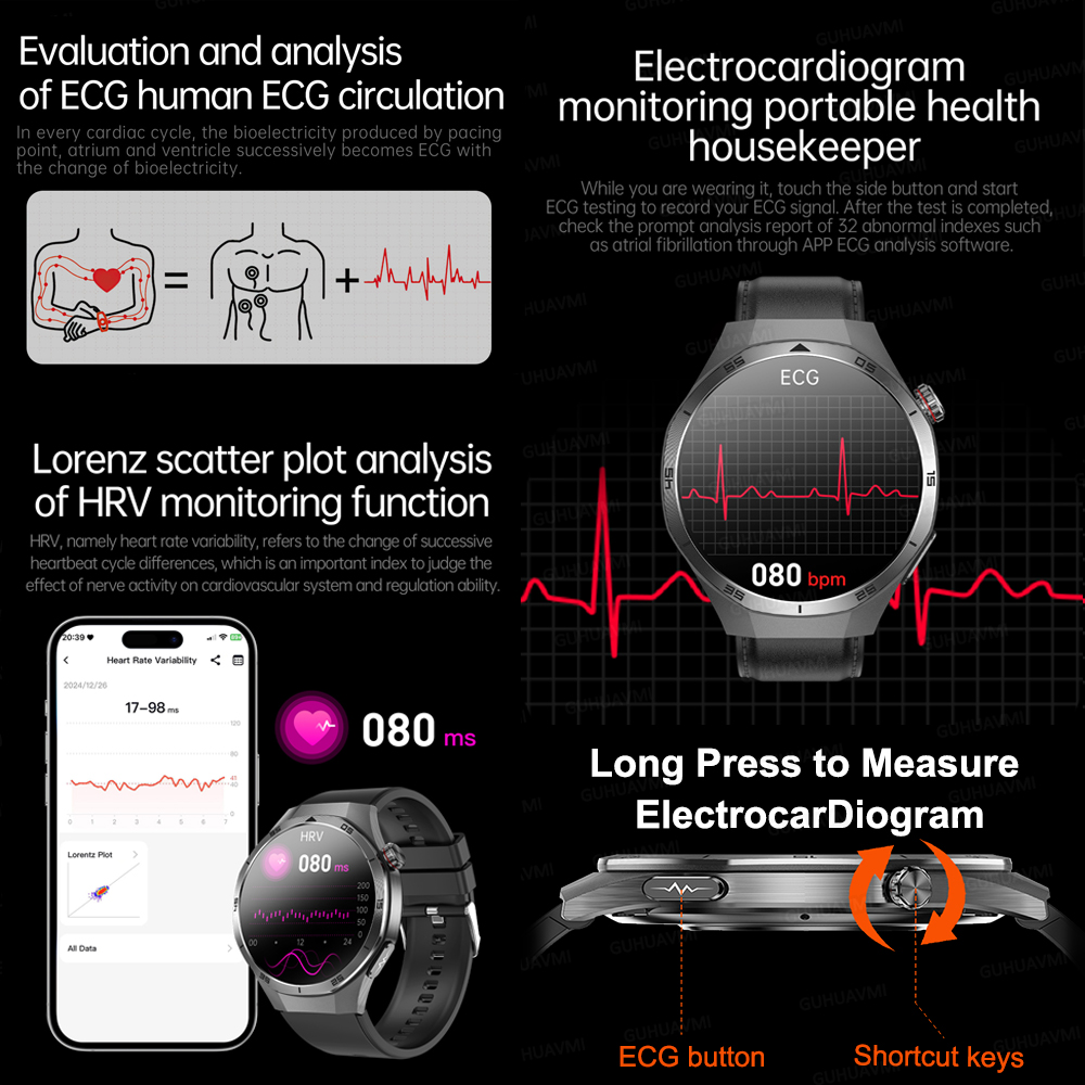 2025 para HUAWEI DT5 reloj inteligente de grasa en sangre ECG oxígeno en sangre ácido úrico presión arterial monitoreo de salud reloj inteligente hombre mujer