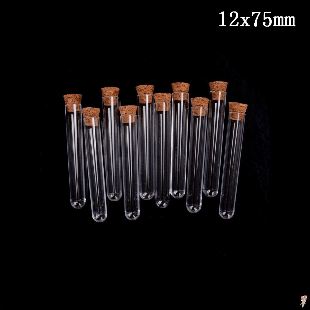 10 Stuks Plastic Reageerbuis Met Kurk 3-Inch 20Ml Clear Lab Experiment Favor Tube Hervulbare Fles 12*75Mm