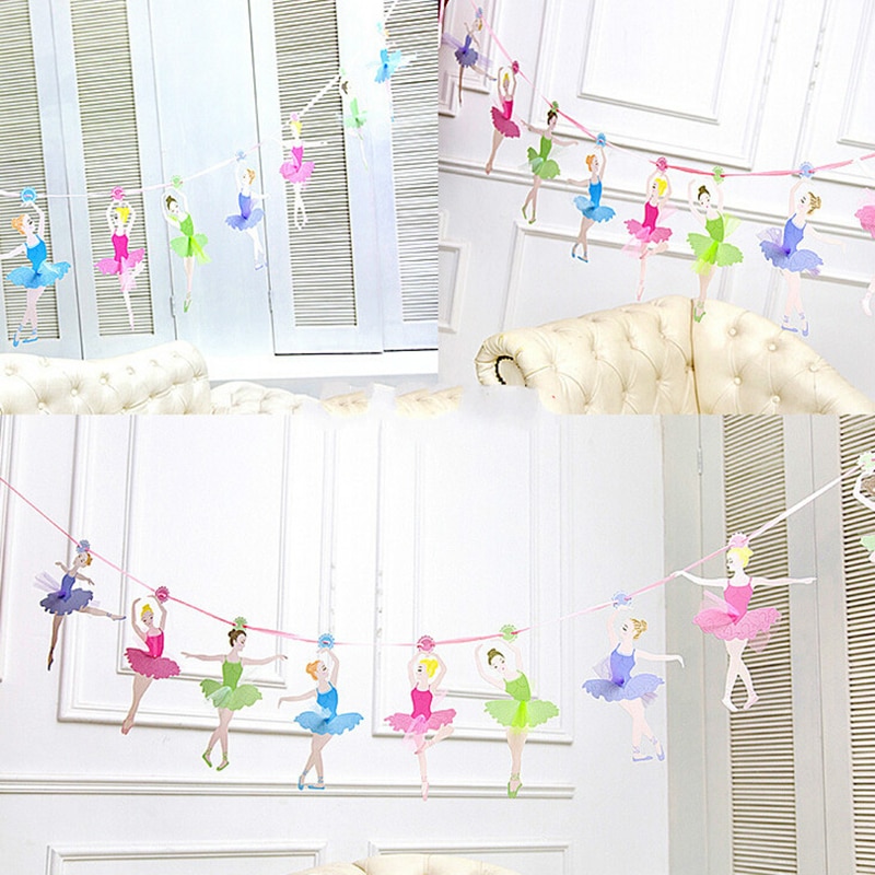 10 Stks/pak Ballerina Pull Vlaggen Ballet Banner Baby Shower Anniversary Gelukkige Kinderen Dag Verjaardagsfeestje Decoraties Levert