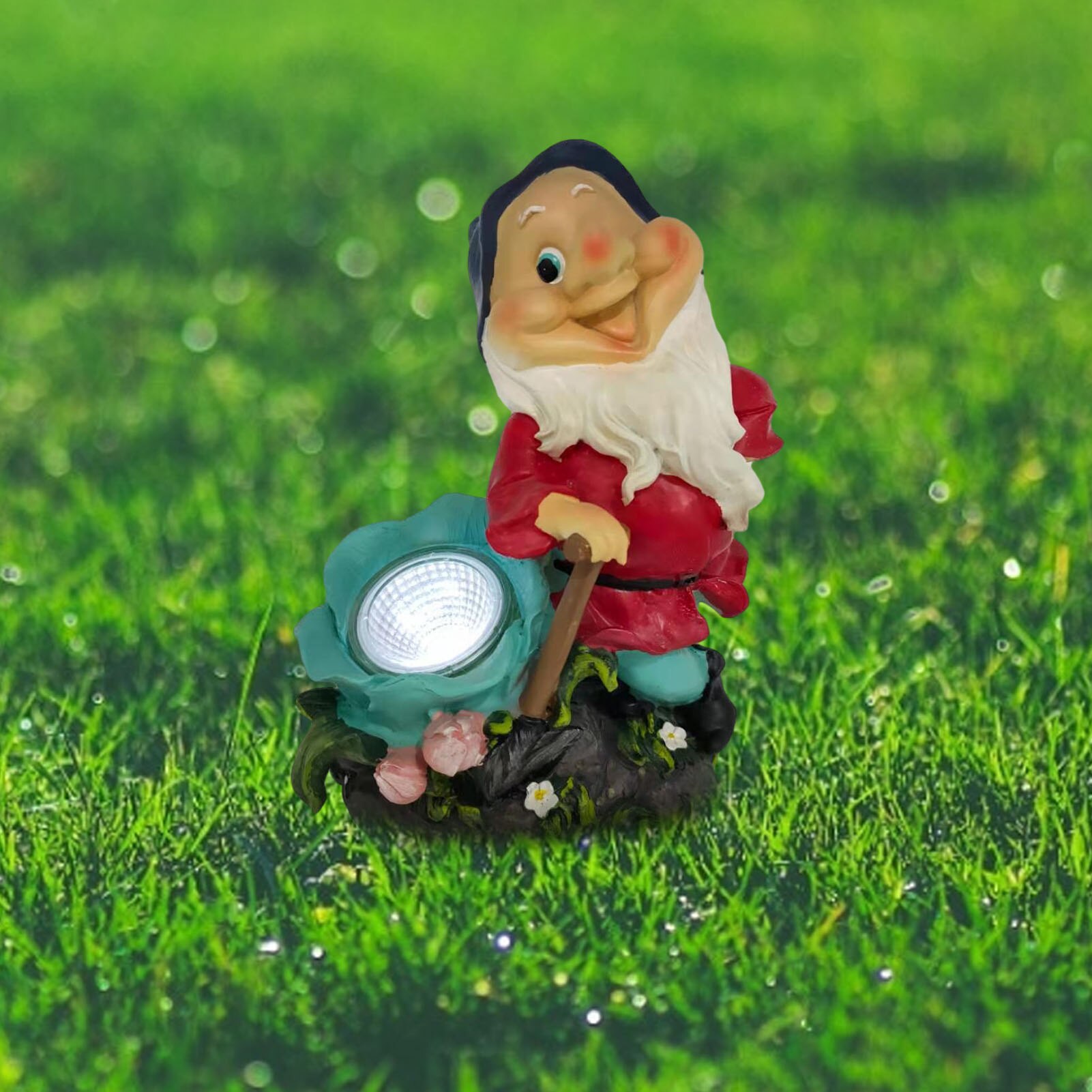 Garden Dwarf Resin Statue Solar Lamp Decoration Outdoor, Terrace Winter Year Garden Lawn Ornament