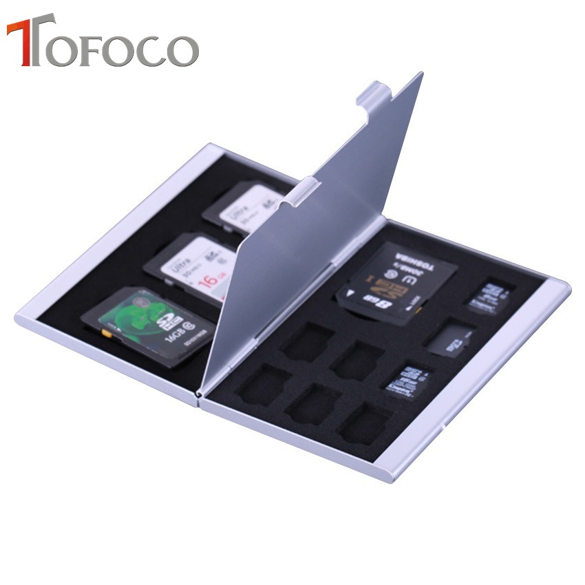 TOFOCO Aluminium Micro voor SD MMC TF Geheugenkaart Storage Box Protecter Case 4x voor Sd-kaart 8 x micro SIM Kaart