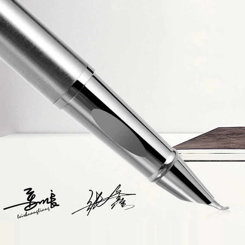 Silber Brunnen Stift 0,8/1,3mm Gebogene Spitze Schüler Kalligraphie Praxis Stift Geschäft Unterschrift Schule Schreiben Werkzeuge Versorgung