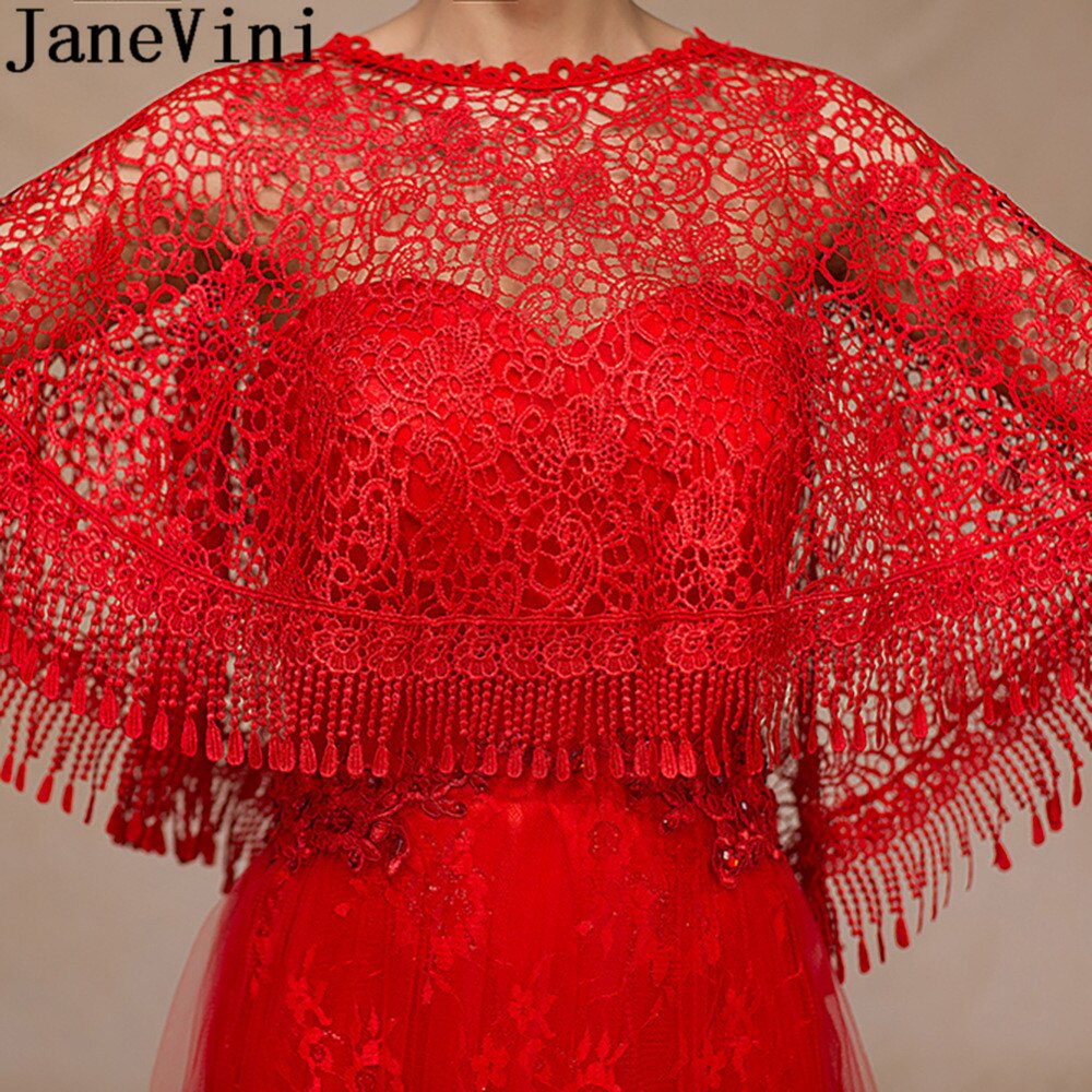 Janevini womens lindo nupcial cabo ombro bolero vermelho casamento formal noite floral rendas envoltórios e xales encolher casaco feminino