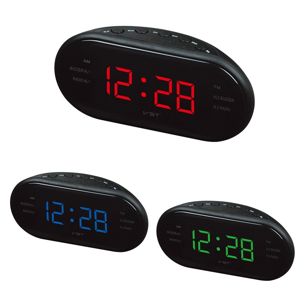 220V EU Plug AM FM Dual Frequency Radio Alarm Clock Digital LED Clock Luminous Clock Snooze Electronic Home Table Clock