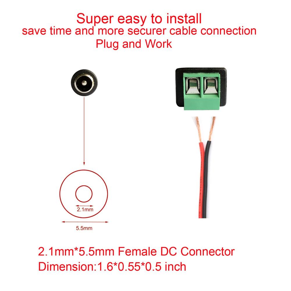 5pcs 10pcs 100pcs 5.5*2.1MM Female Male DC Power Cable Connector Jack Plug Connection For LED Strip CCTV Security Camera DVR