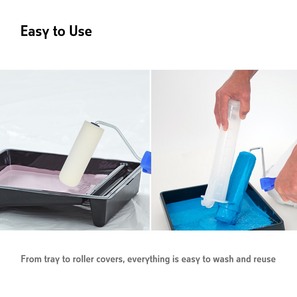 BRAKEMAN DIY Paint Roller Tray Kit 4 INCH 100mm Foam and Acrylic Mini Roller Cover Sets for Small Job Painting Decorative
