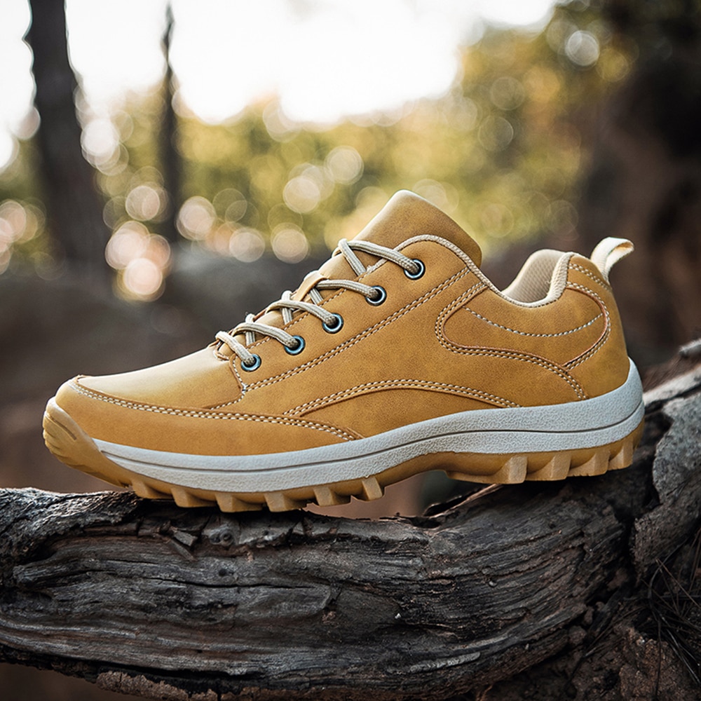 Botas de segurança de couro grande tamanho homem caterpillar botas casuais sapatos de outono plataformas masculino calçado de escalada baixo superior apartamentos