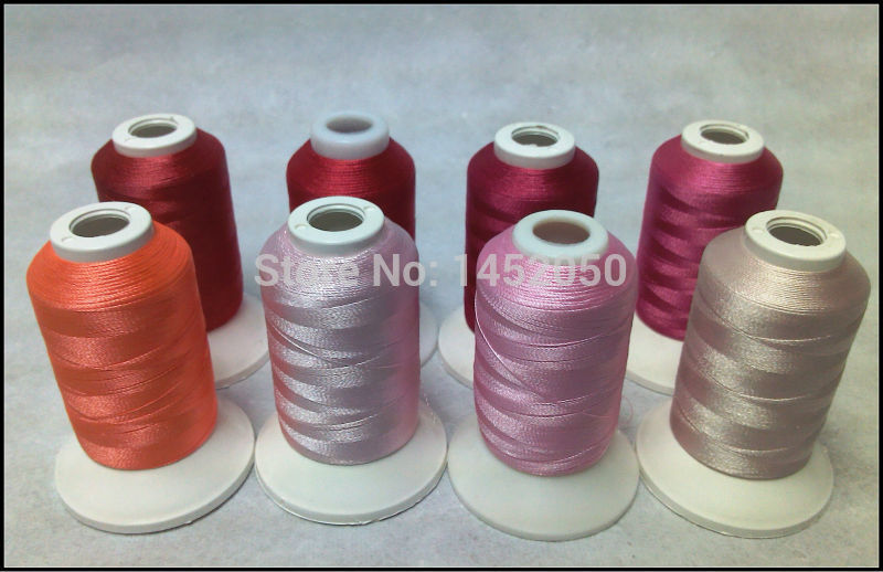 Roze kleuren borduurmachine draad 8 spoelen