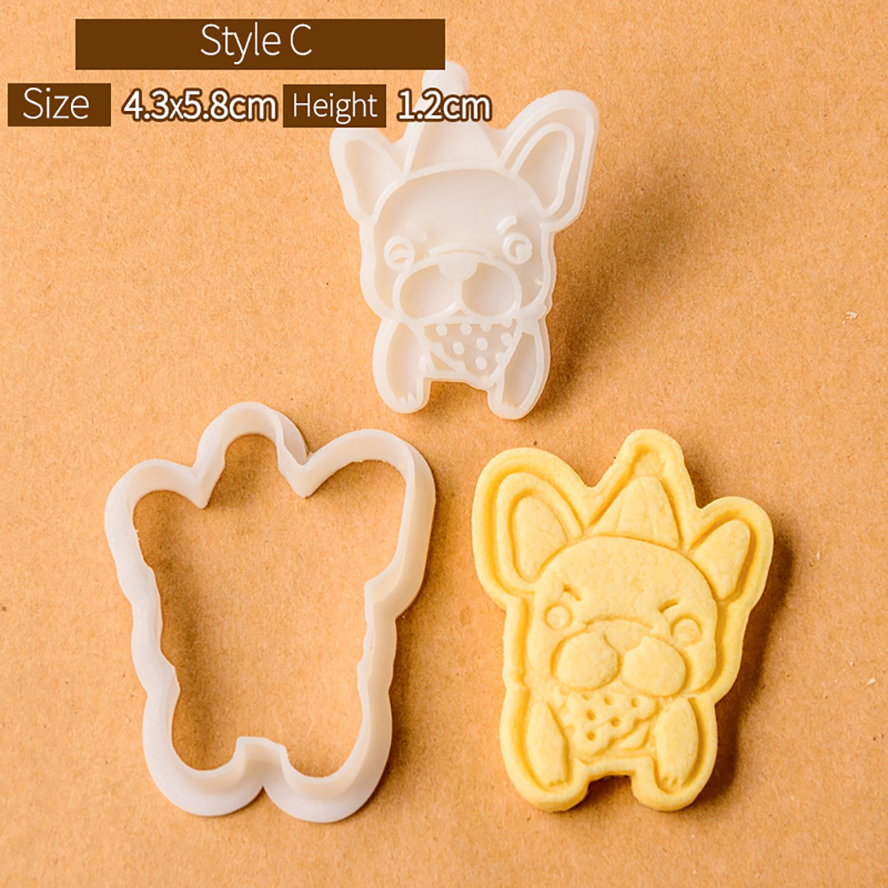 Cute Bulldog Dog Shaped Cookie Cutters Mold Biscuit Baking Tool Kitchenware Bakeware DIY Tool for Kids Hand Mold: light yellow