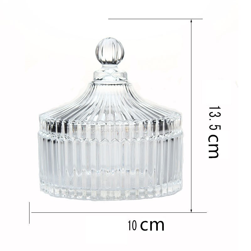 Vintage farge krystallglass oppbevaring hermetisert sukkerbokser diamant godteri boks bomullspinne boks bomullspad husholdningsoppbevaring: En