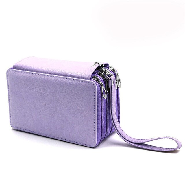 Cartuchera escolar de 72 agujeros para niñas y niños, estuche de bolígrafo de color negro, bolsa de cartucho grande, papelería, Kit de penalización grande: Púrpura