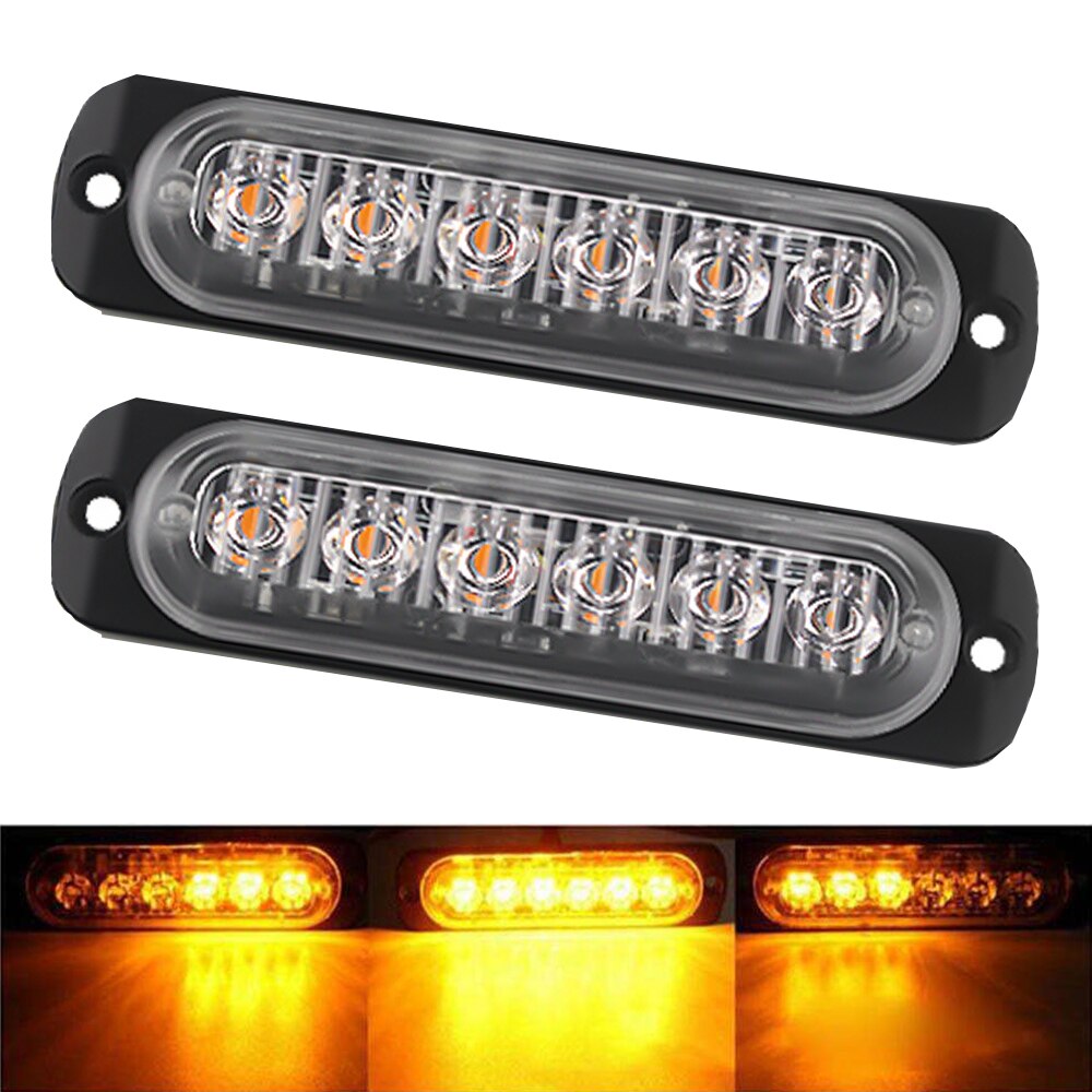 2x lastebiler 12v 24v 6 smd led strobe varsellys strobe grill blinkende lysbjelke bil varelampe gul gul hvit trafikklys