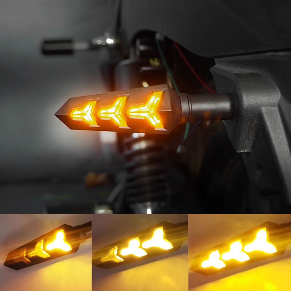 Motor LED Motor Richtingaanwijzer Vloeiende Visgraat Indicator Lichten Dagrijverlichting 12V