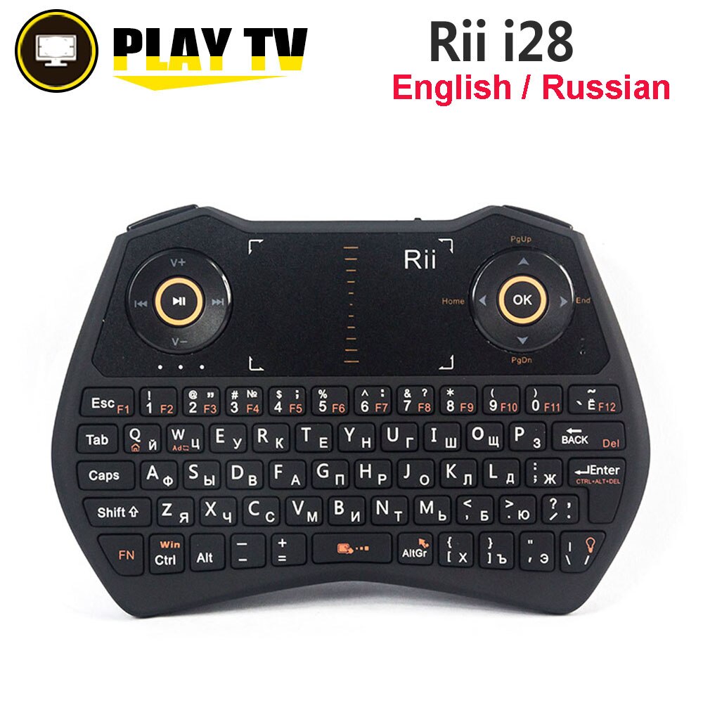Original Rii i28 2.4G sans fil Mini clavier russe anglais Version rétro-éclairage Air souris pavé tactile pour Android TV BOX Mini PC