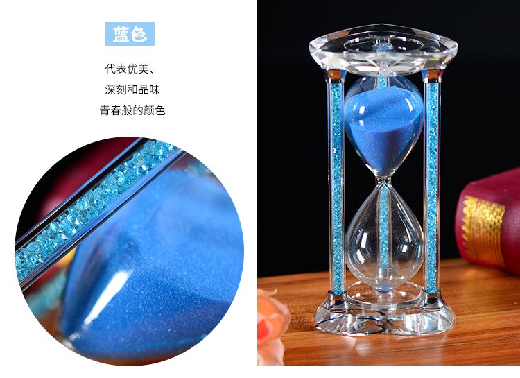 15/30 Minute coeur cristal verre sablier sablier horloge artisanat décor à la maison anniversaire amour saint valentin Reloj De Arena: Bleu / 60 minutes