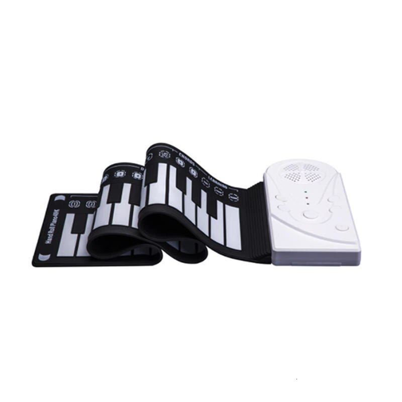 Stil bærbar 49 tangenter fleksibel silikone roll up piano folde elektronisk keyboard genopladeligt elektronisk klaver til børn: Hvid