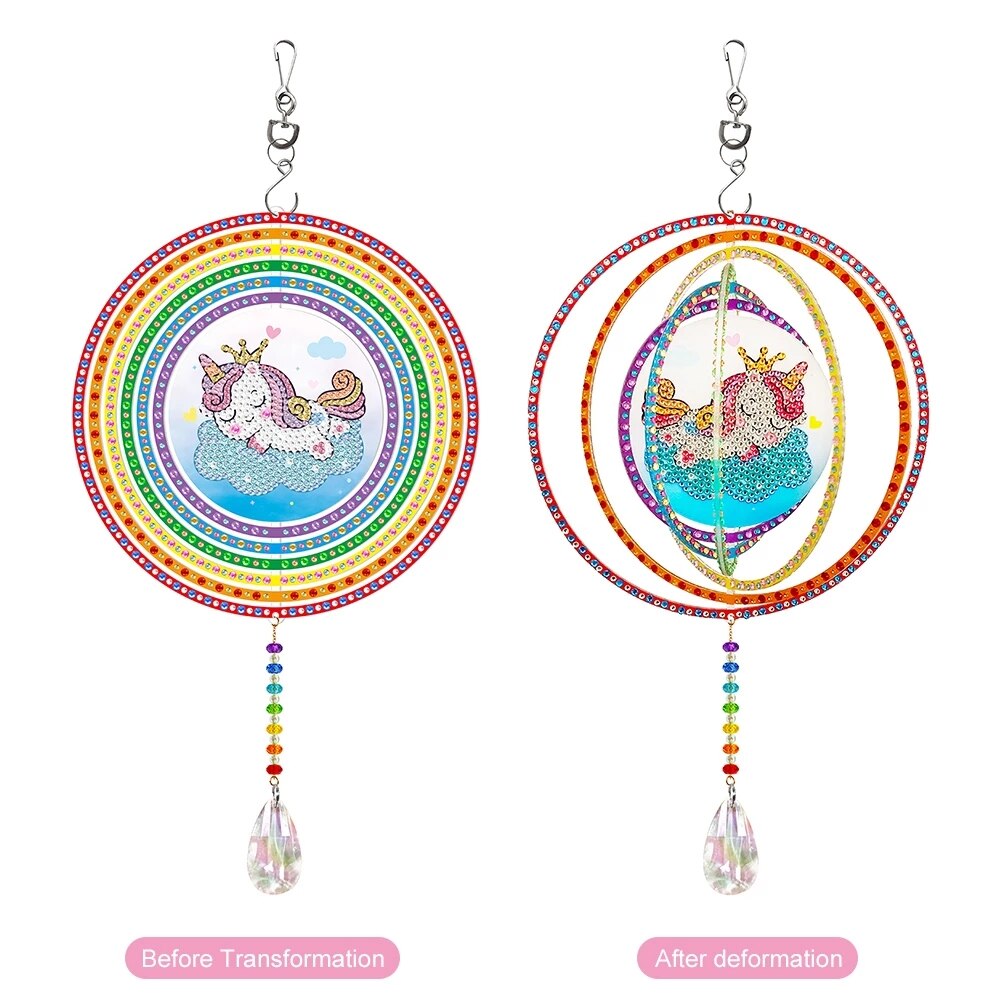 Exquisite Rotatable Wind Chime Kit 5D Diamond Painted Shaped Diamond Embroidery Pendant DIY Craft Mosaic Home Decor