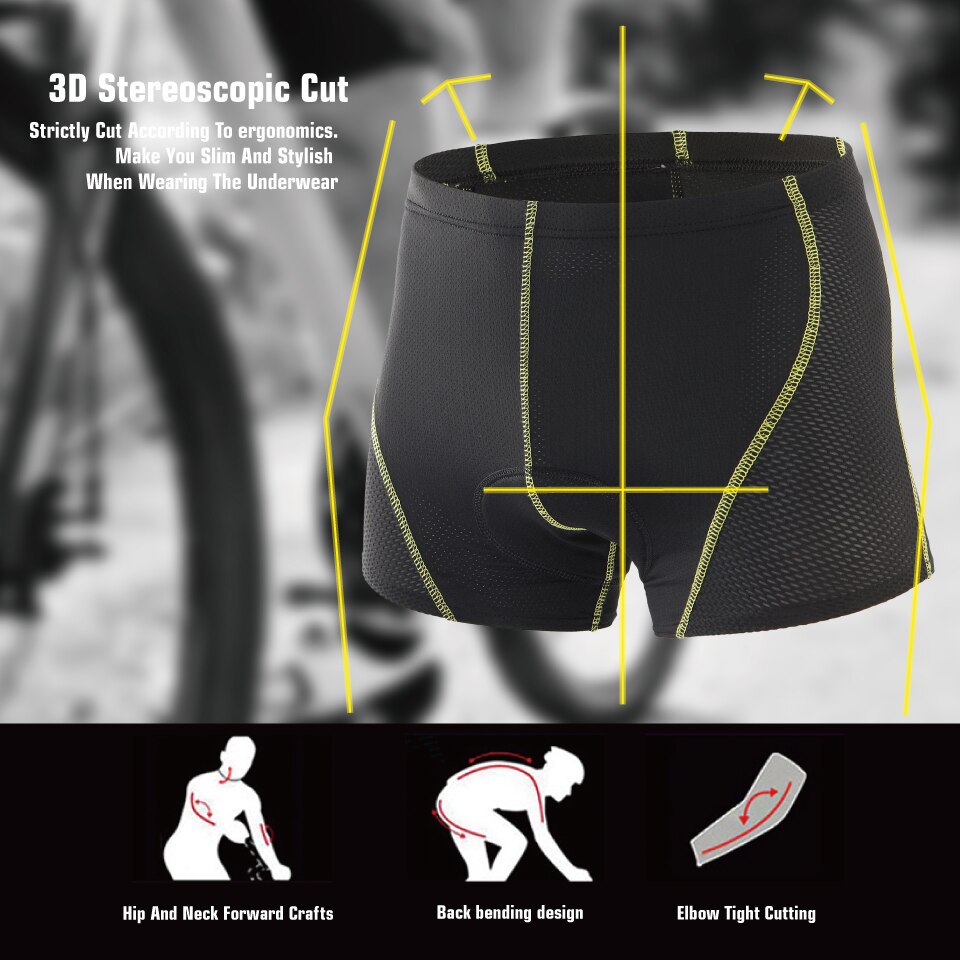 KEMALOCE 2021 5D Gel Pad pantaloncini da ciclismo intimo da ciclismo Pro mutande da ciclismo antiurto pantaloncini da bicicletta intimo da bici nero