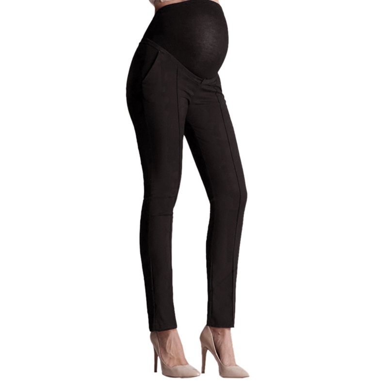 Elastiskt magskydd gravid leggings byxa fritidsbyxa pennbyxa graviditetskläder långbyxa med hög midja