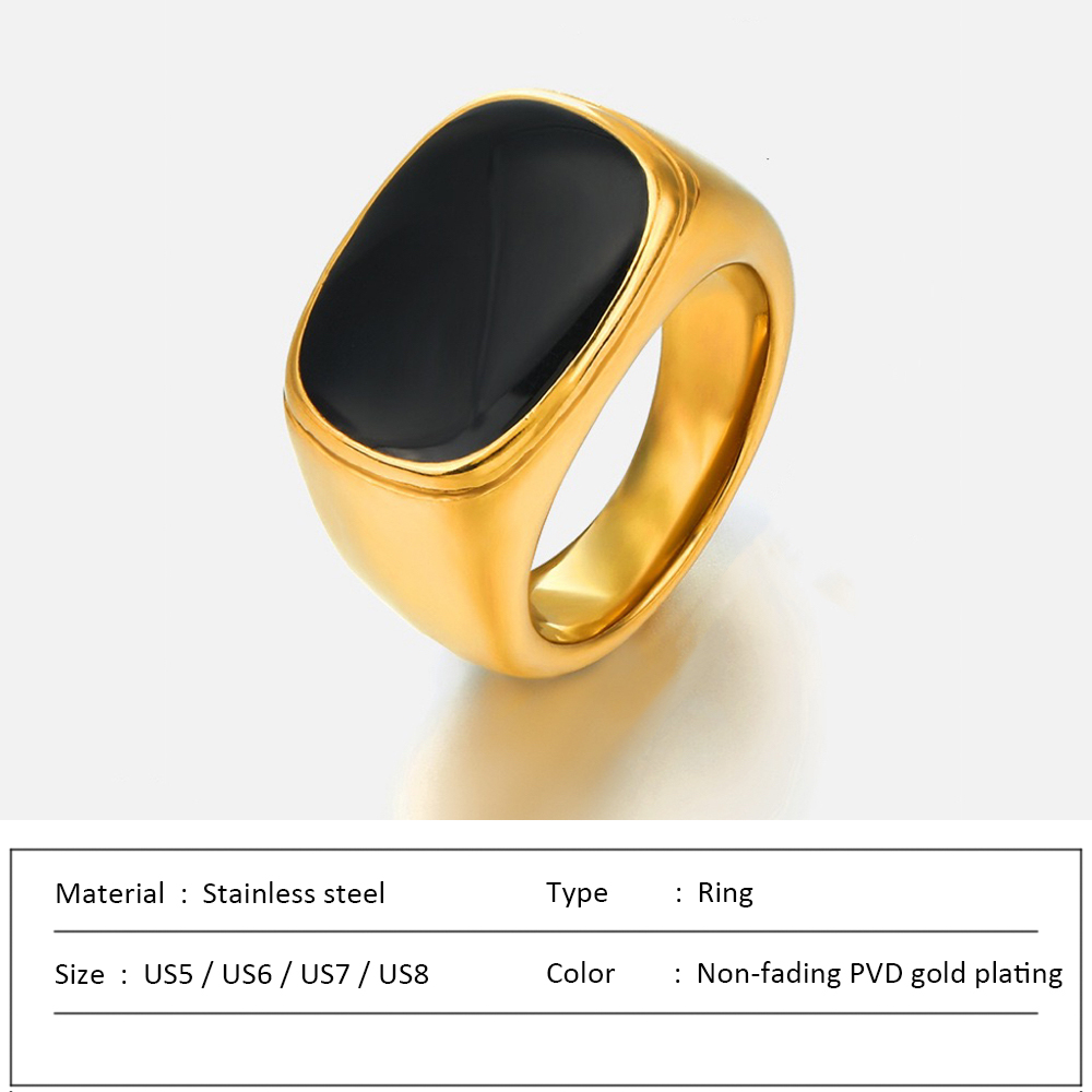 SUNIBI-Anillo cuadrado Vintage de concha para mujer, de acero inoxidable, Color oro blanco, anillo grande y grueso, accesorios de joyería para , para cena: 8 / Rojo