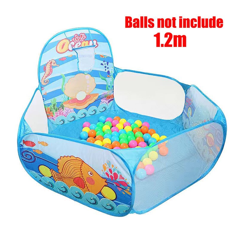 1.5M Portable Baby Playpen Children Ball Pit with Basketball Hoop Kids Dry Ball Pool Folding Indoor Outdoor Ballenbak Toys: GR0052Ocean-120cm