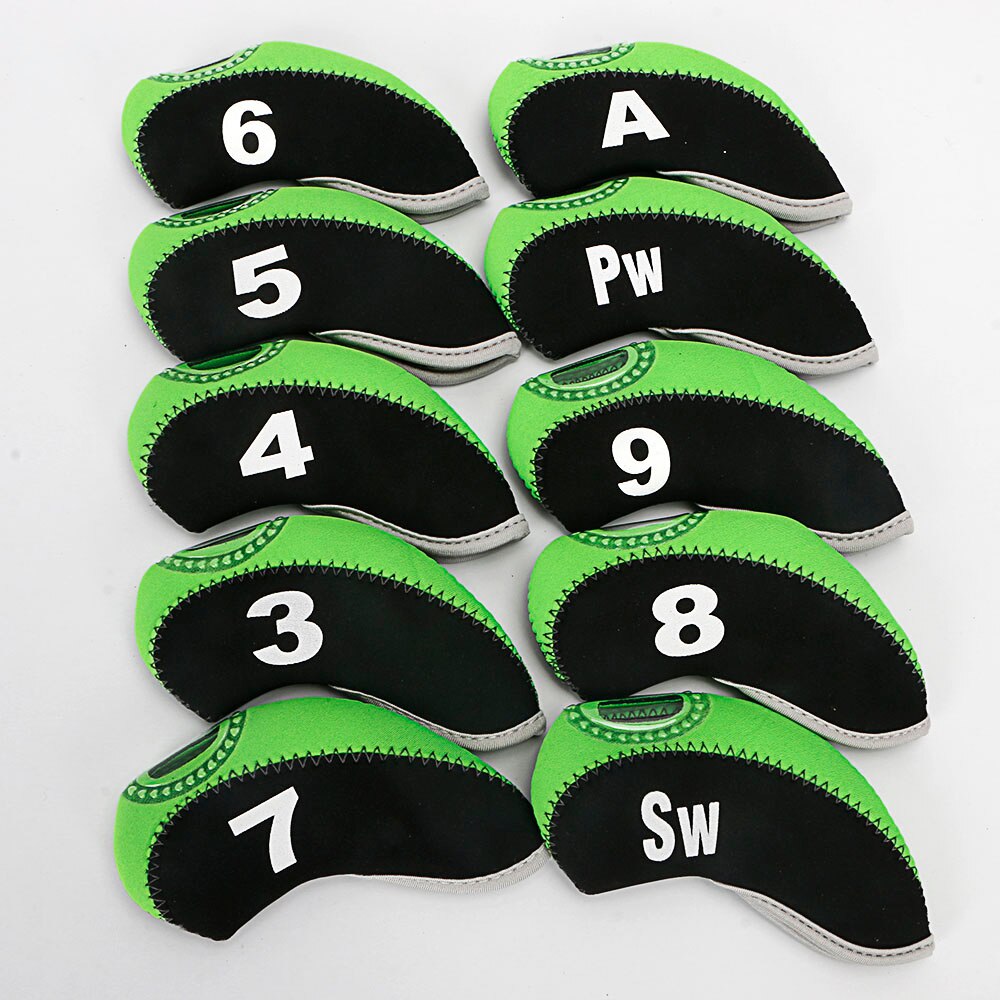 head covers golf irons club 10pcs/lot Neoprene fit all golf club irons: green