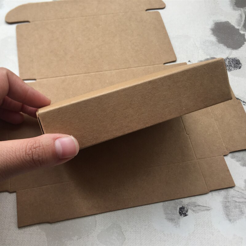 Natuurlijke Kraftpapier Verpakking Kleine Craft Box Vouwen Kraftpapier Bruin Handgemaakte Zeep Papier Kartonnen Doos