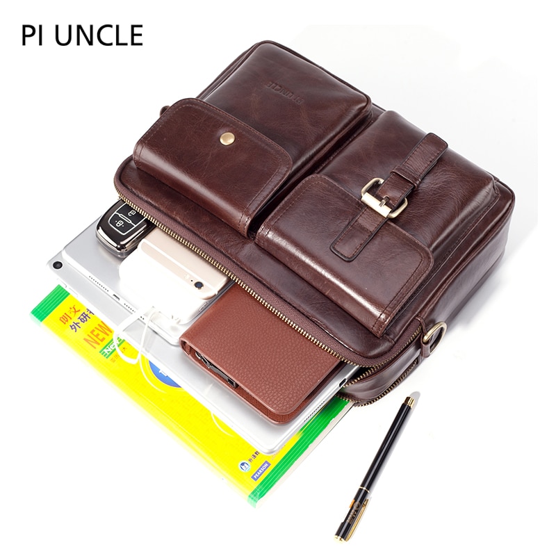 Maletín para hombre, de cuero auténtico bandolera, bandoleras clásicas para hombre, bandolera multicompartimiento, bolsos de mano de cuero
