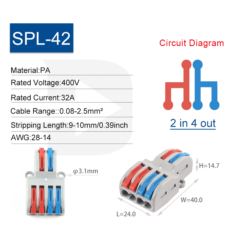 Quick Compact Splitter Electrical Cable Connectors SPL Spring Spliced Conductor Termianl Block plug-in Junction Box AWG 28-12: army green