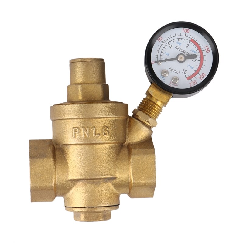 PN 1.6 Adjustable Water Pressure Regulator Reducer Brass DN20 with Gauge Meter for Hydraulic Instability/Water Purifier