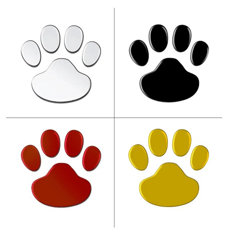 4Sheet Car Stickers Decals Paw 3D Animal Dog Cat Foot Prints Decal Car Motocycle Sticker Car Accessories