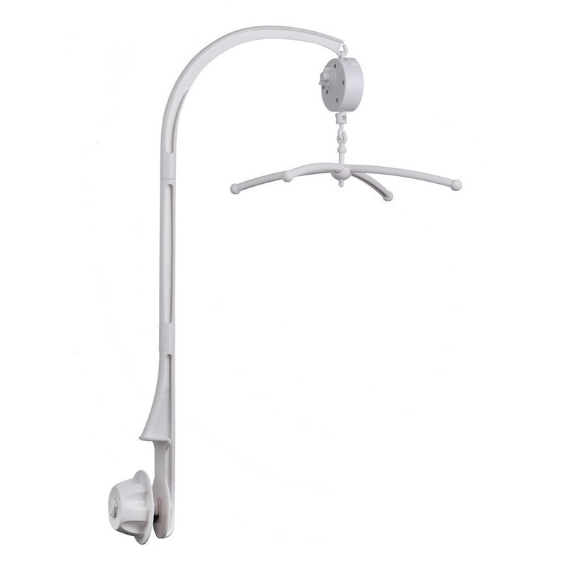 Mobiele Baby Wieg Houder Babybedje Mobiele Bed Bel Opknoping Speelgoed 360 Graden Draaien Beugel Wind-Up Music Box baby Rammelaar Speelgoed: WHITE