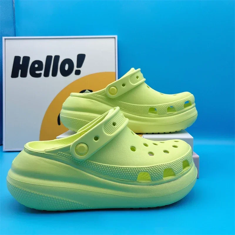 Sandales nuage respirantes à trous bouffants Crss – Chaussures blanches à plateforme toutes saisons pour femmes pour le style de rue/plage: BLEU CIEL / 38