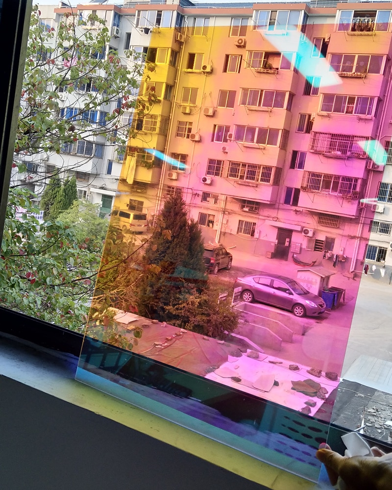 Hohofilm regnbue iriserende vinduesfilm akryl klistermærkefilm til glasvindue klistermærke dekorativ  a4/50cm/100cm/200cm/300cm