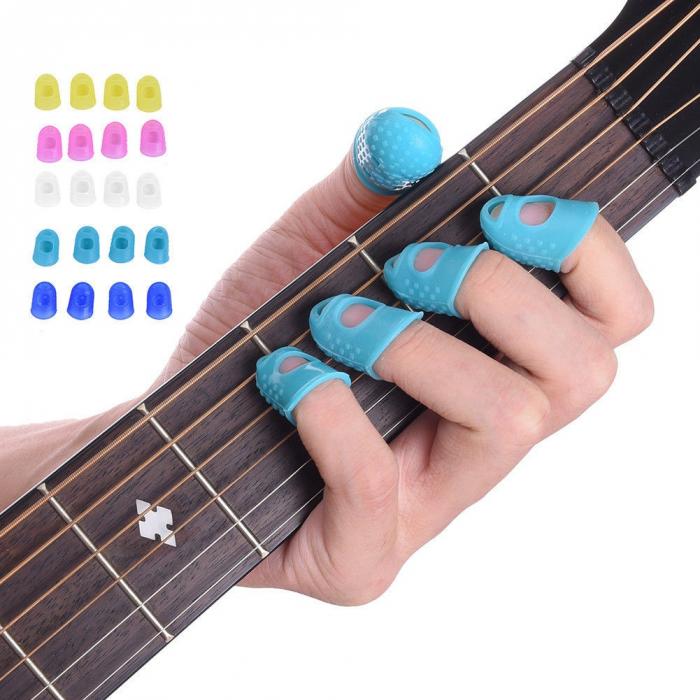 12 stk tynde guitar tommelfinger vælger fingerhætte beskytte fingre til splejsning af linie, der presser elastisk ukulele finger hat som 88
