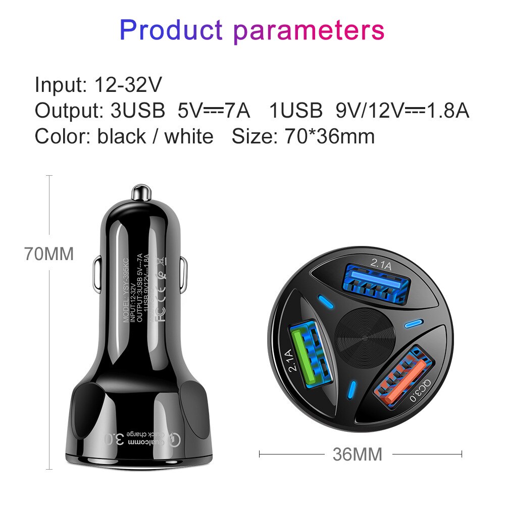 Autolader Usb Snel Opladen QC3.0 Poorten Voor Ssangyong Actyon Kyron Rexton Korando