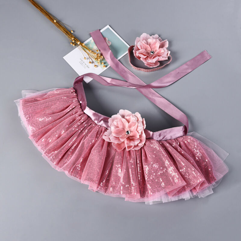 0-8T kleine Mädchen Ballettröckchen Röcke Kleinkind Baby Mädchen Pailletten Ballettröckchen Felsen Stirnband Foto Fotografie Stütze Outfit Kleidung