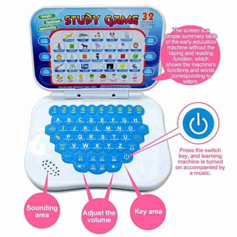 Tegneserie foldbar udtale læringsmaskine engelsk legetøj tablet baby sprog computer børn alfabet uddannelse  h9 m 8