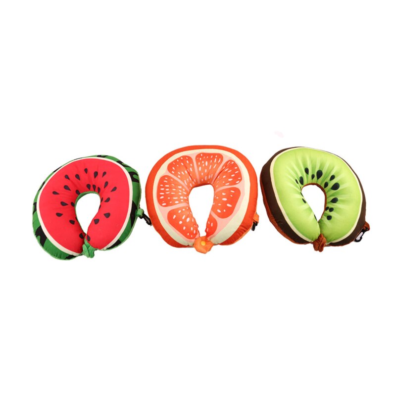 Frugt u-formet rejsepude nanopartikler nakkepude vandmelon citron kiwi appelsin bilpuder blød pude boligtekstil