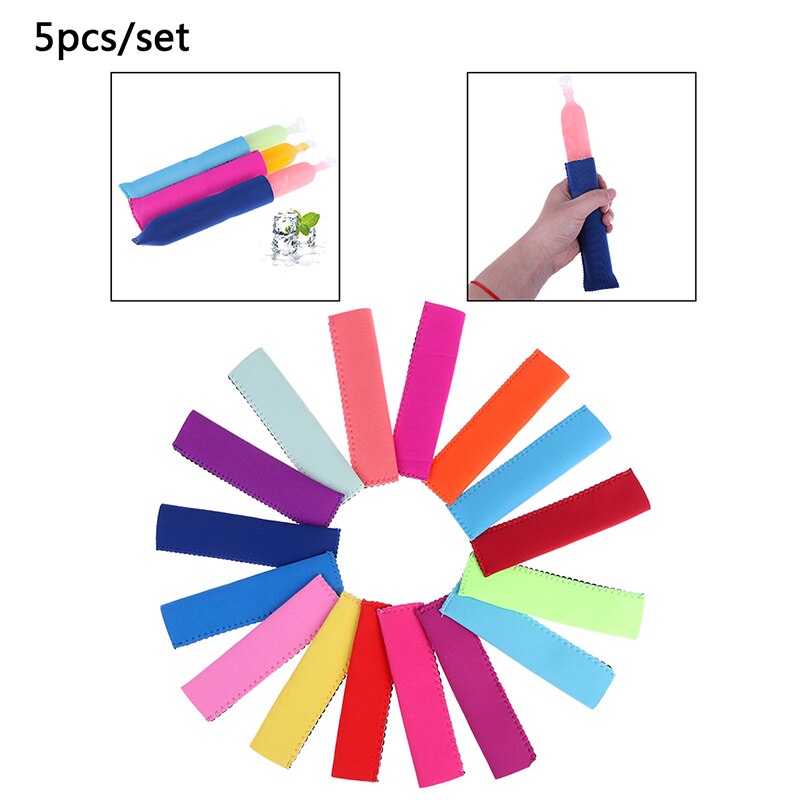 5PCS Reusable Popsicle Taschen Halter Gefrierschrank Abdeckung Eis Ärmeln Frostschutz