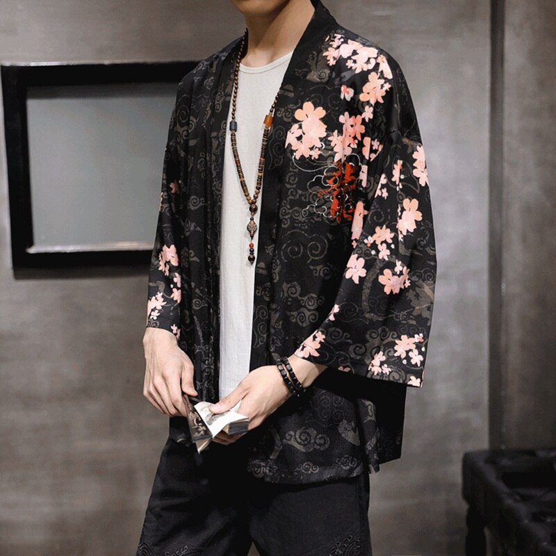 Japanese Kimono Man Haori Yukata Asian Streetwear Samurai Costume Cardigan Kimono Shirt Men Traditional Japanese Kimonos 10909