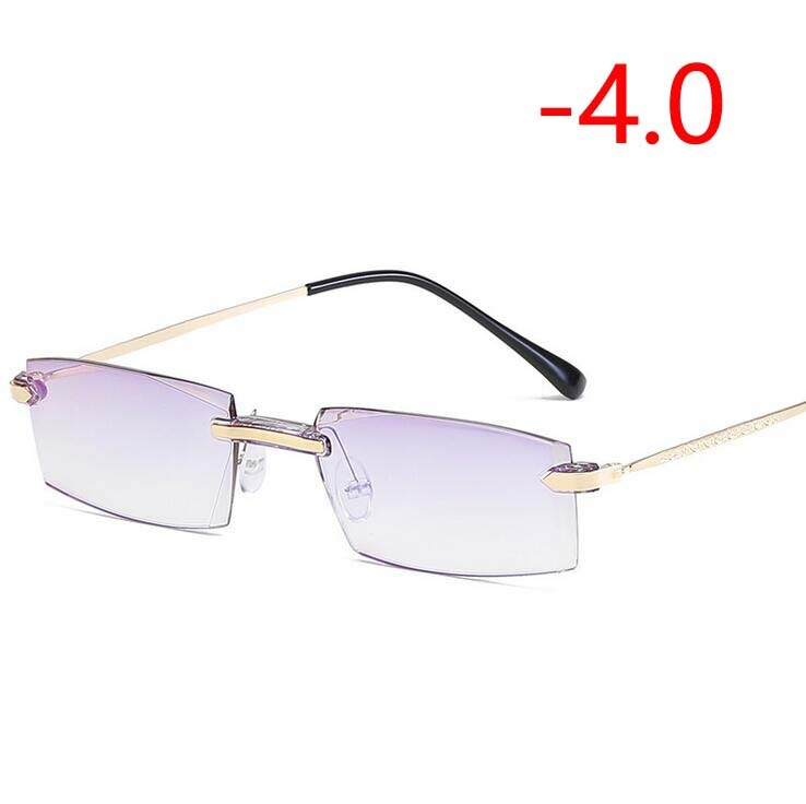 High-grade Coating Frameless Finished Myopia Glasses Women Anti-blue Light Prescription Eyeglasses -1 -1.5 -2 -2.5 -3 -3.5 -4.0: Myopia 400